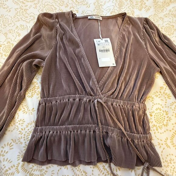 Zara Women's Brown and Tan Blouse - Picture 4 of 6